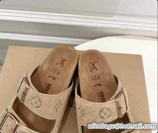 Unique Louis Vuitton LV Venice Flat Mules Sandals Gray Monogram Suede Calf Leather 6061604