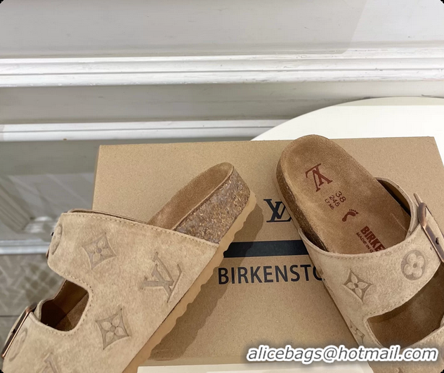 Unique Louis Vuitton LV Venice Flat Mules Sandals Gray Monogram Suede Calf Leather 6061604