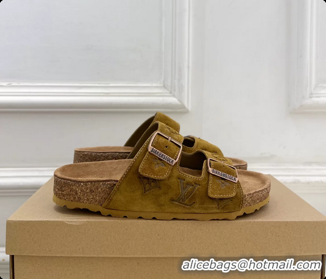 Good Product Louis Vuitton LV Venice Flat Mules Sandals Brown Monogram Suede Calf Leather 6061604