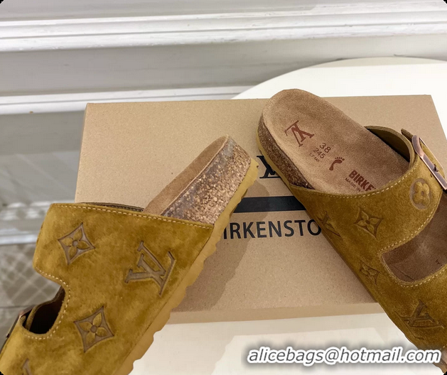 Good Product Louis Vuitton LV Venice Flat Mules Sandals Brown Monogram Suede Calf Leather 6061604
