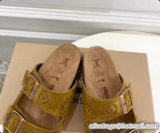 Good Product Louis Vuitton LV Venice Flat Mules Sandals Brown Monogram Suede Calf Leather 6061604