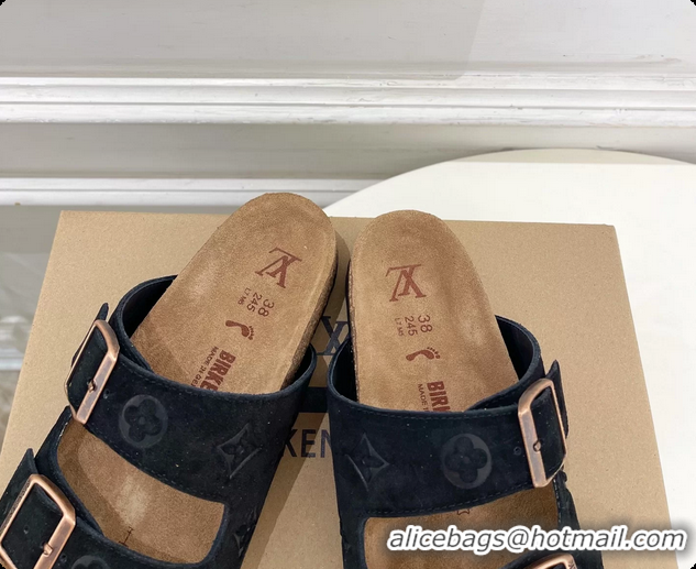 Trendy Design Louis Vuitton LV Venice Flat Mules Sandals Black Monogram Suede Calf Leather 6061604