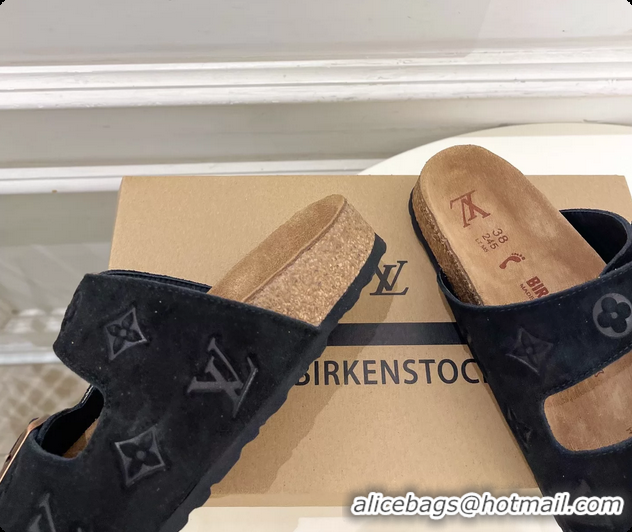 Trendy Design Louis Vuitton LV Venice Flat Mules Sandals Black Monogram Suede Calf Leather 6061604