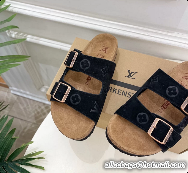 Trendy Design Louis Vuitton LV Venice Flat Mules Sandals Black Monogram Suede Calf Leather 6061604