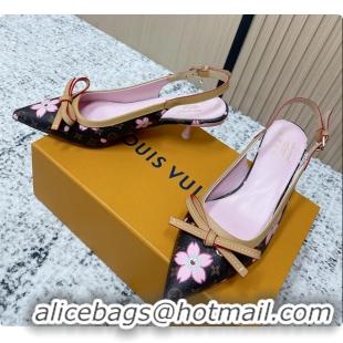 Grade Louis Vuitton LVxTM 6AM Flower Slingback Pumps Brown Mongoram Canvas 45MM 6061605