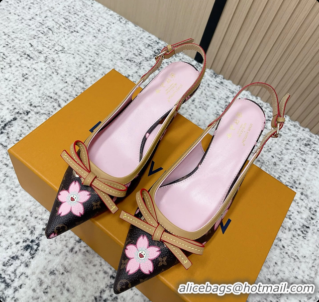 Grade Louis Vuitton LVxTM 6AM Flower Slingback Pumps Brown Mongoram Canvas 45MM 6061605