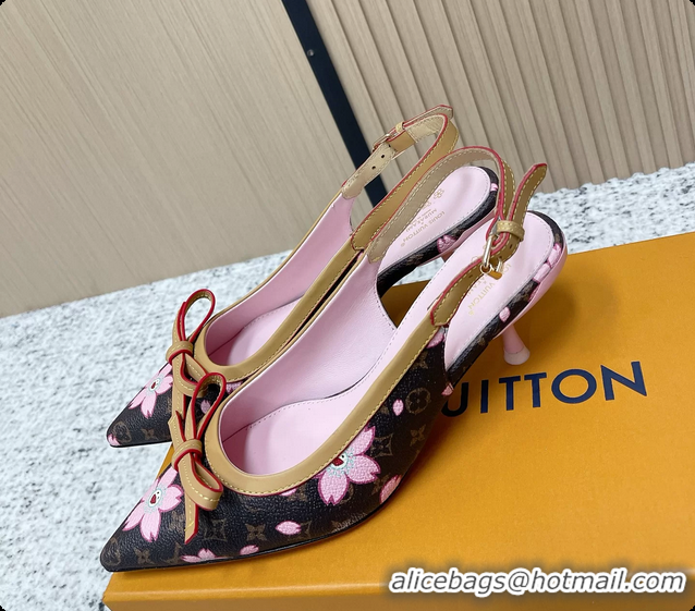 Grade Louis Vuitton LVxTM 6AM Flower Slingback Pumps Brown Mongoram Canvas 45MM 6061605
