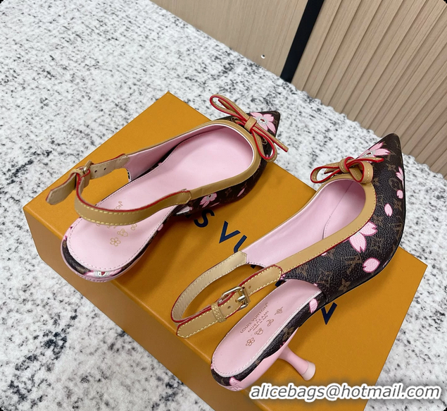 Grade Louis Vuitton LVxTM 6AM Flower Slingback Pumps Brown Mongoram Canvas 45MM 6061605