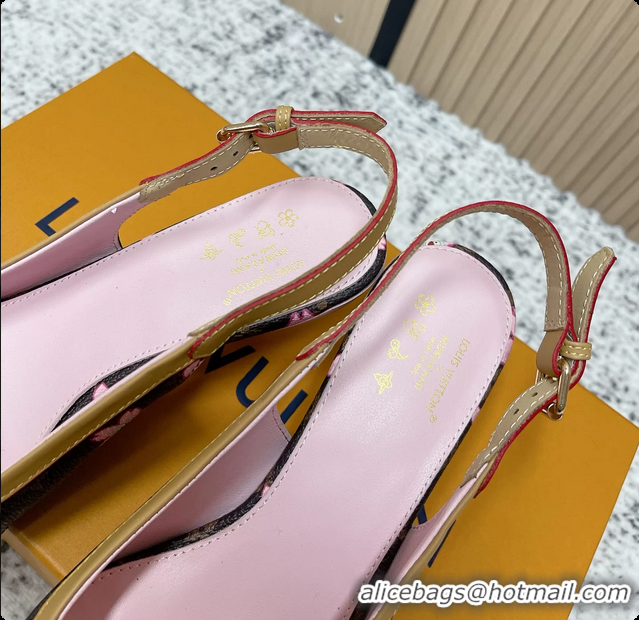 Grade Louis Vuitton LVxTM 6AM Flower Slingback Pumps Brown Mongoram Canvas 45MM 6061605