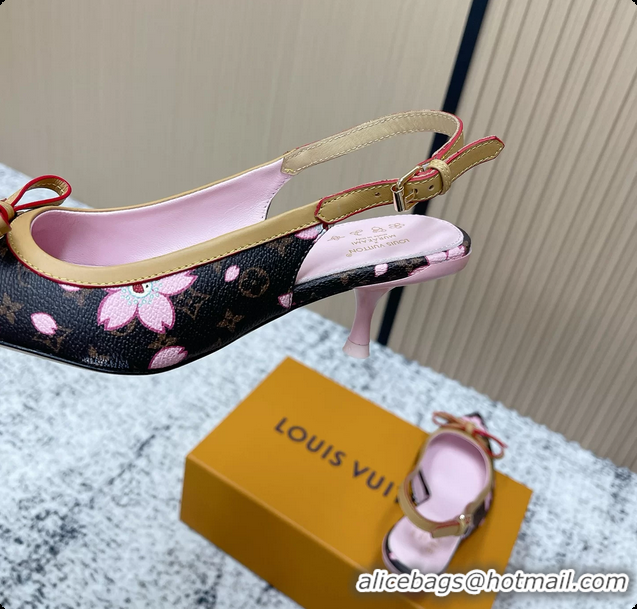 Grade Louis Vuitton LVxTM 6AM Flower Slingback Pumps Brown Mongoram Canvas 45MM 6061605