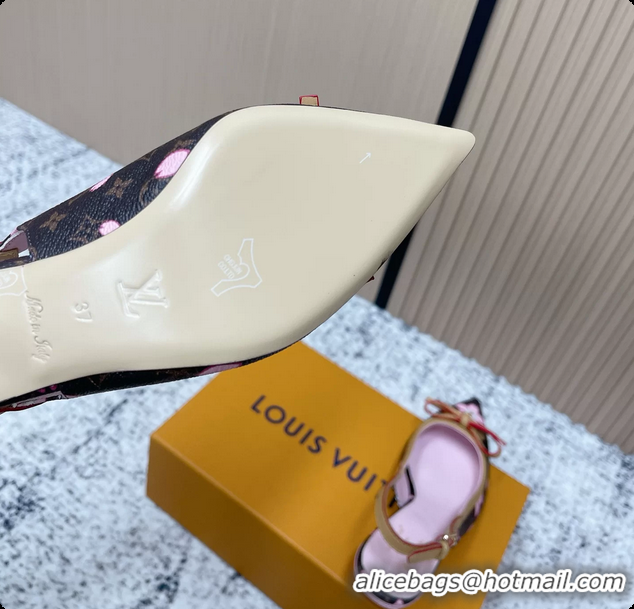 Grade Louis Vuitton LVxTM 6AM Flower Slingback Pumps Brown Mongoram Canvas 45MM 6061605