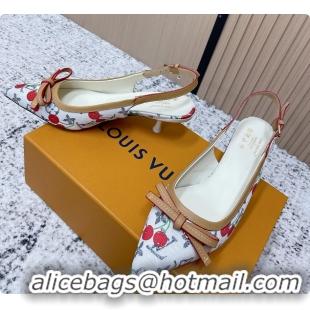 Big Discount Louis Vuitton LVxTM 6AM Cherry Slingback Pumps White Mongoram Canvas 45MM 6061605