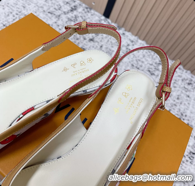 Big Discount Louis Vuitton LVxTM 6AM Cherry Slingback Pumps White Mongoram Canvas 45MM 6061605