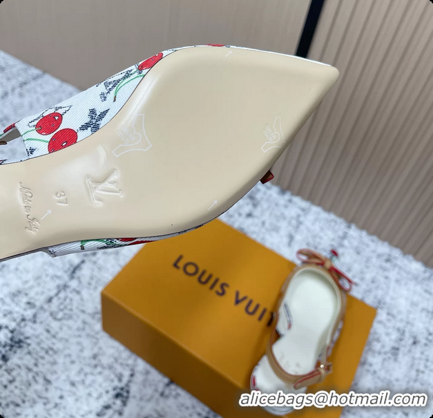 Big Discount Louis Vuitton LVxTM 6AM Cherry Slingback Pumps White Mongoram Canvas 45MM 6061605