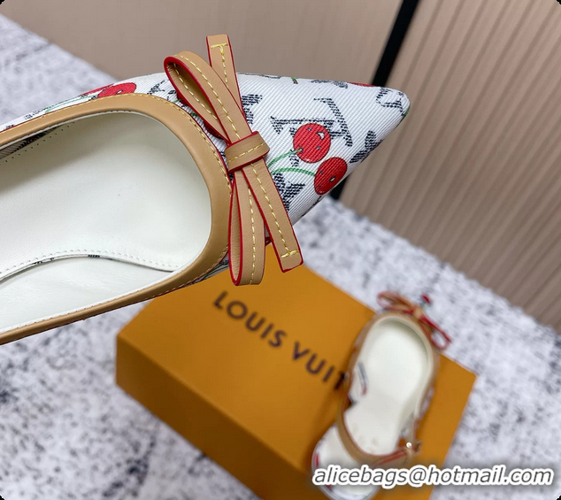 Big Discount Louis Vuitton LVxTM 6AM Cherry Slingback Pumps White Mongoram Canvas 45MM 6061605