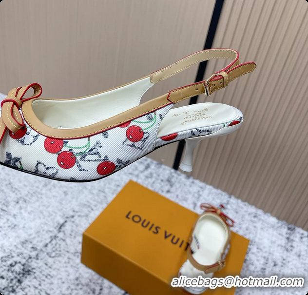 Big Discount Louis Vuitton LVxTM 6AM Cherry Slingback Pumps White Mongoram Canvas 45MM 6061605