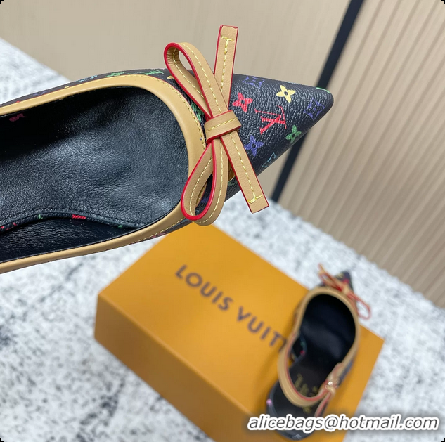 Popular Style Louis Vuitton LVxTM 6AM Flower Slingback Pumps Black Multicolor Mongoram Canvas 45MM 6061605