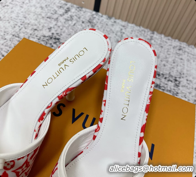 Sumptuous Louis Vuitton Bowknot 6AM High Heeled Mules Sandals Red Monogram Canvas 95MM 6061606