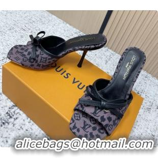 Top Design Louis Vuitton Bowknot 6AM High Heeled Mules Sandals Gray Monogram Canvas 95MM 6061606