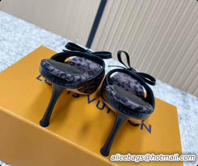 Top Design Louis Vuitton Bowknot 6AM High Heeled Mules Sandals Gray Monogram Canvas 95MM 6061606