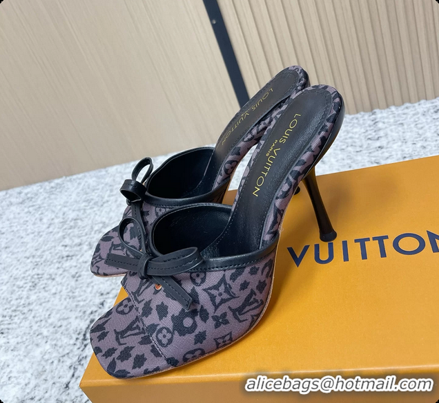 Top Design Louis Vuitton Bowknot 6AM High Heeled Mules Sandals Gray Monogram Canvas 95MM 6061606