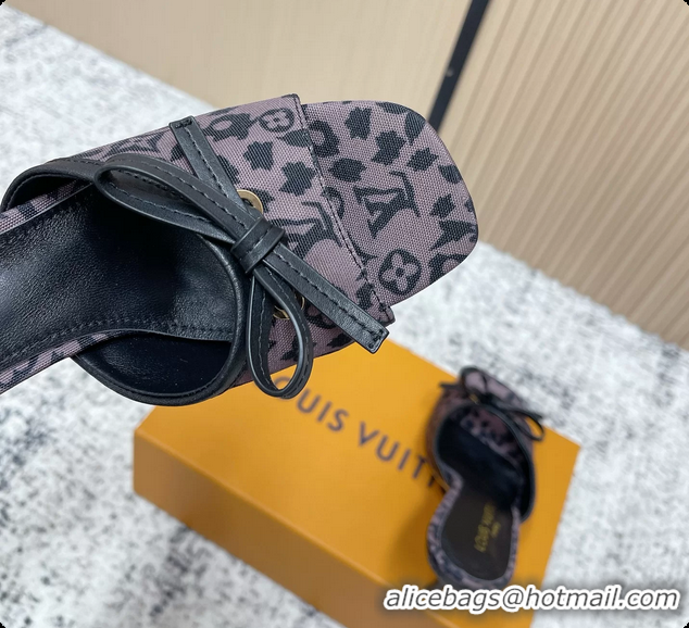 Top Design Louis Vuitton Bowknot 6AM High Heeled Mules Sandals Gray Monogram Canvas 95MM 6061606