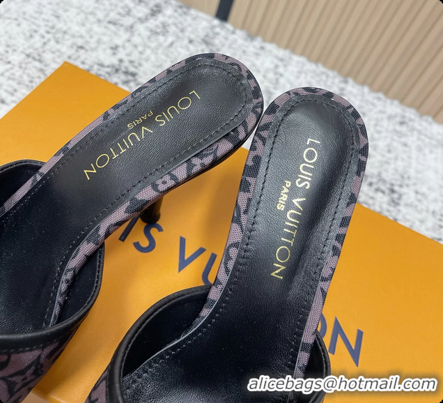 Top Design Louis Vuitton Bowknot 6AM High Heeled Mules Sandals Gray Monogram Canvas 95MM 6061606