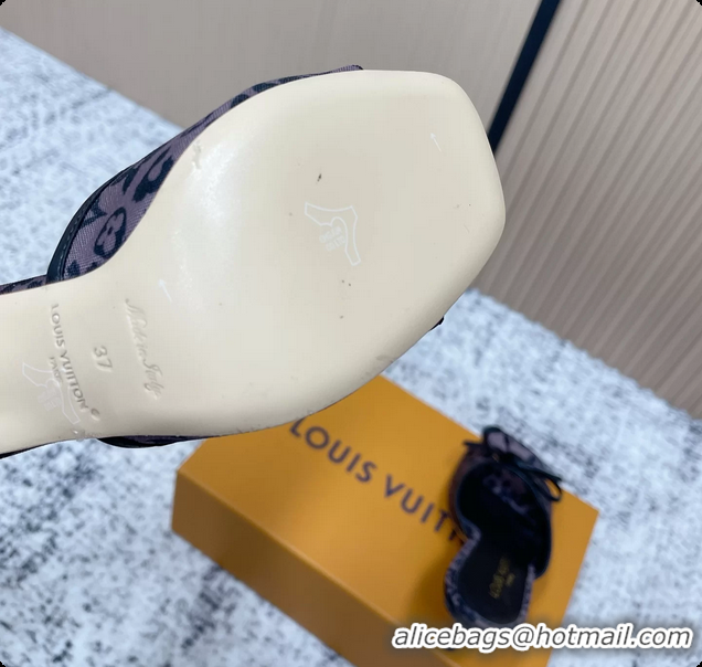 Top Design Louis Vuitton Bowknot 6AM High Heeled Mules Sandals Gray Monogram Canvas 95MM 6061606