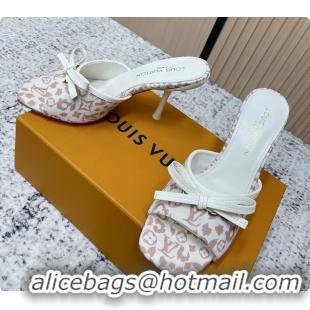 Cheap Price Louis Vuitton Bowknot 6AM High Heeled Mules Sandals Beige Monogram Canvas 95MM 6061606