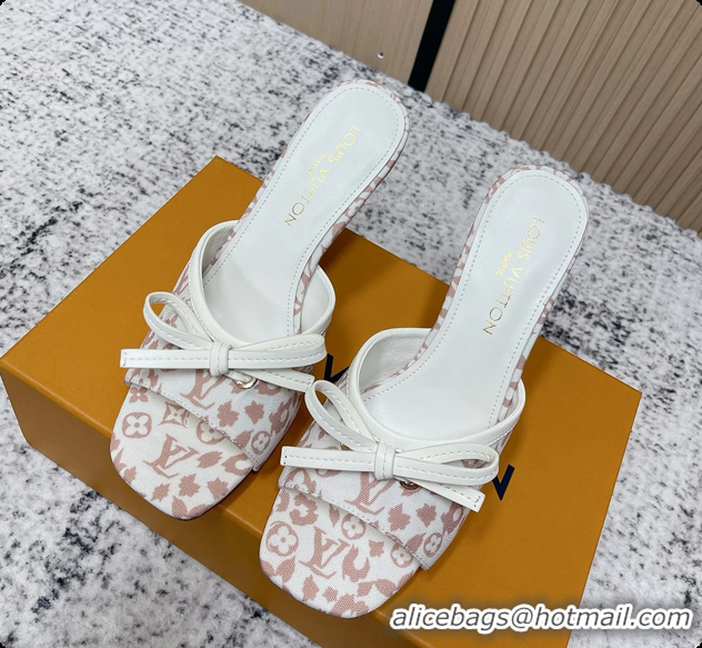 Cheap Price Louis Vuitton Bowknot 6AM High Heeled Mules Sandals Beige Monogram Canvas 95MM 6061606
