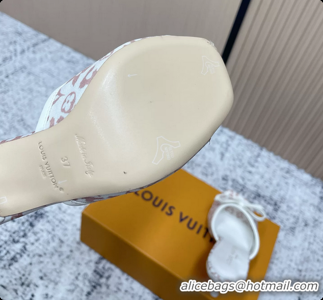 Cheap Price Louis Vuitton Bowknot 6AM High Heeled Mules Sandals Beige Monogram Canvas 95MM 6061606