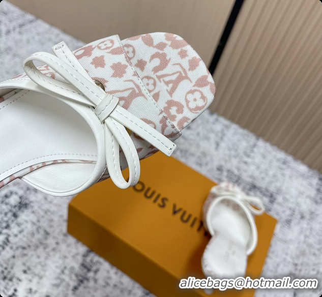 Cheap Price Louis Vuitton Bowknot 6AM High Heeled Mules Sandals Beige Monogram Canvas 95MM 6061606