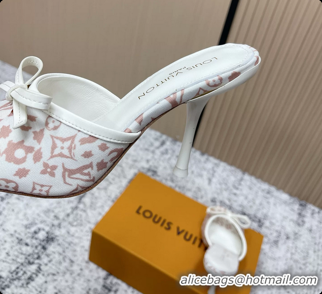 Cheap Price Louis Vuitton Bowknot 6AM High Heeled Mules Sandals Beige Monogram Canvas 95MM 6061606