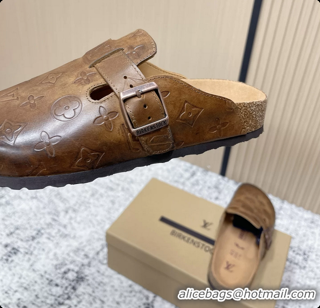 Stylish Louis Vuitton LV Cosy Flat Comfort Closed Mule Brown Monogram Leather 6061607