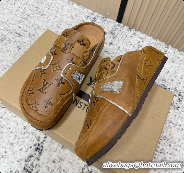 Fashion Louis Vuitton LV Cosy Flat Comfort Closed Mule Brown Monogram Leather 6061608