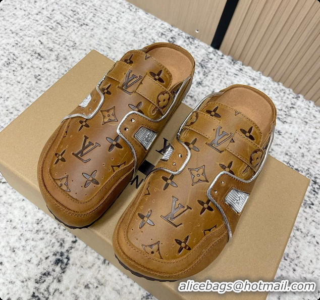 Fashion Louis Vuitton LV Cosy Flat Comfort Closed Mule Brown Monogram Leather 6061608