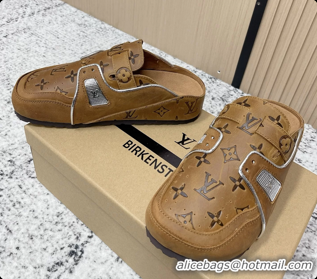 Fashion Louis Vuitton LV Cosy Flat Comfort Closed Mule Brown Monogram Leather 6061608