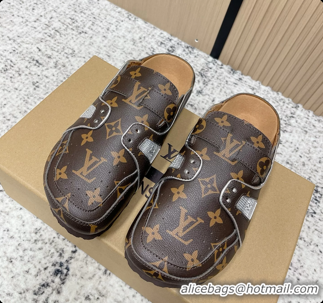 Perfect Louis Vuitton LV Cosy Flat Comfort Closed Mule Black Monogram Leather 6061609