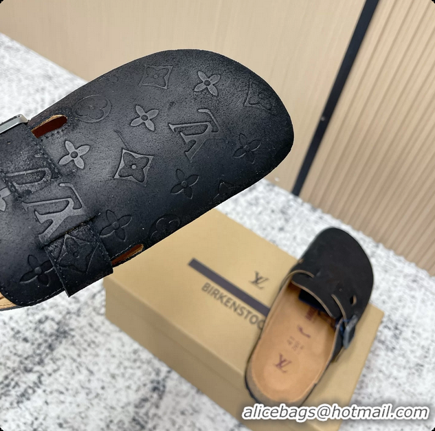 Buy Luxury Louis Vuitton LV Cosy Flat Comfort Closed Mule Black Monogram Leather 6061609
