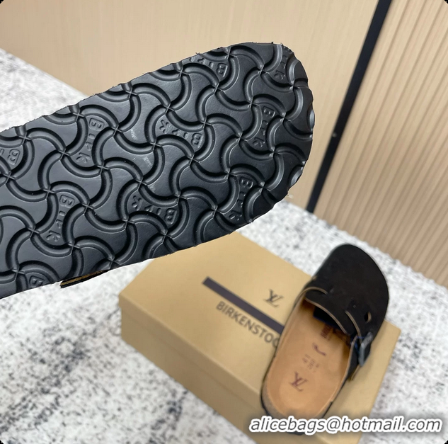 Buy Luxury Louis Vuitton LV Cosy Flat Comfort Closed Mule Black Monogram Leather 6061609