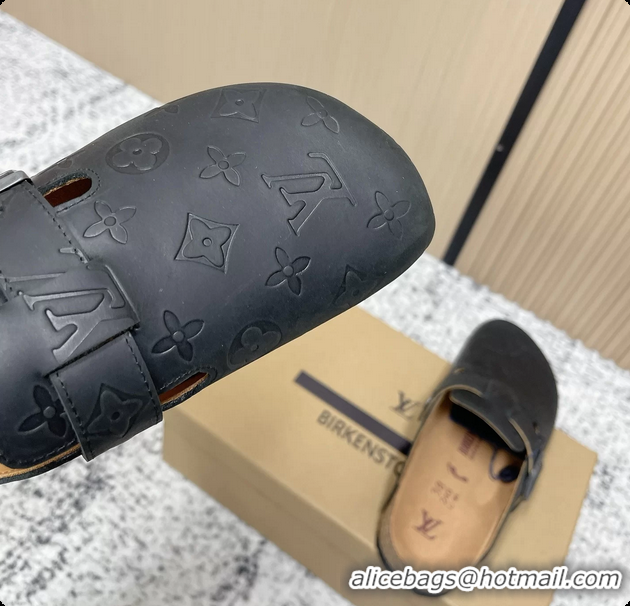 Luxury Louis Vuitton LV Cosy Flat Comfort Closed Mule Black Monogram Leather 6061609