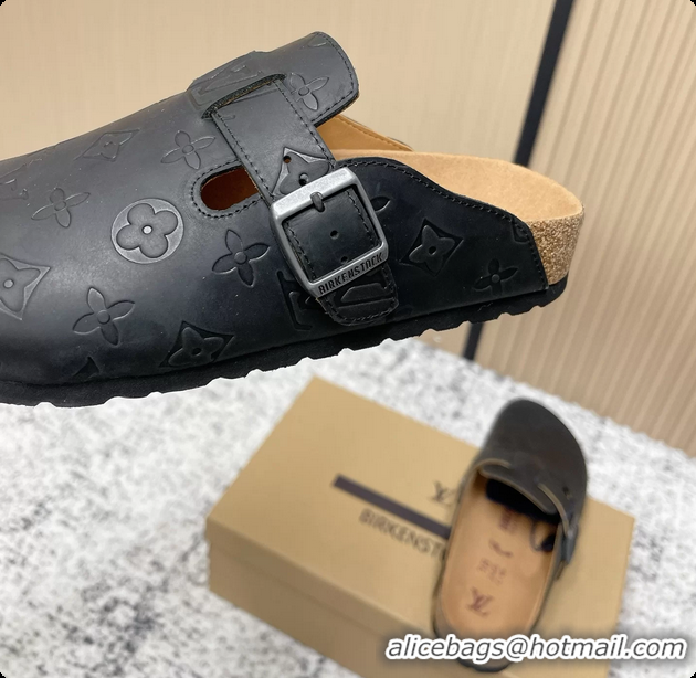 Luxury Louis Vuitton LV Cosy Flat Comfort Closed Mule Black Monogram Leather 6061609