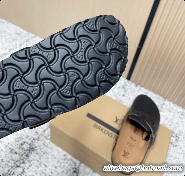Luxury Louis Vuitton LV Cosy Flat Comfort Closed Mule Black Monogram Leather 6061609