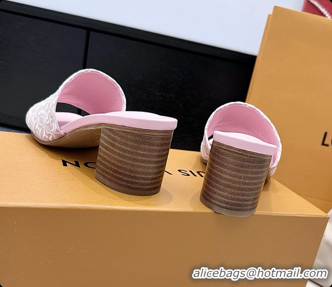 Good Quality Louis Vuitton LV Lily Heeled Mule Slides Sandals Pink Monogram Jacquard 6061611