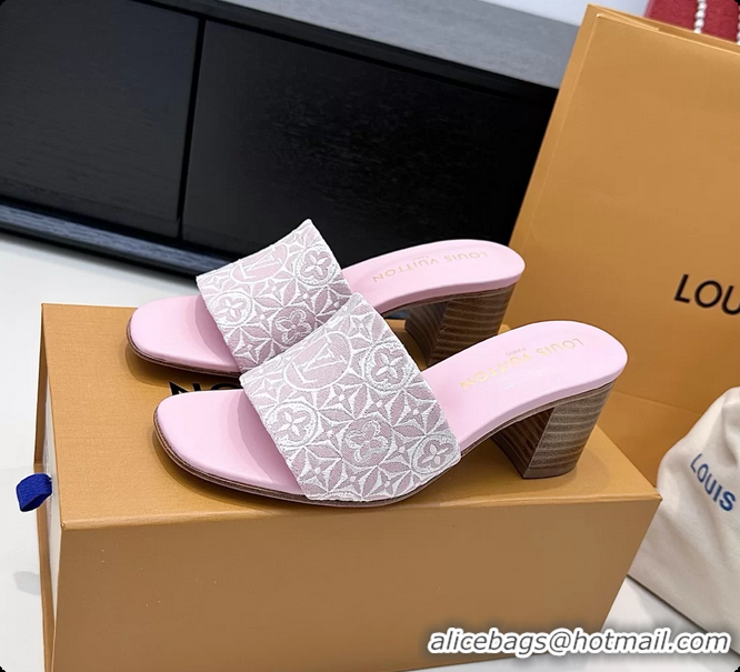 Good Quality Louis Vuitton LV Lily Heeled Mule Slides Sandals Pink Monogram Jacquard 6061611