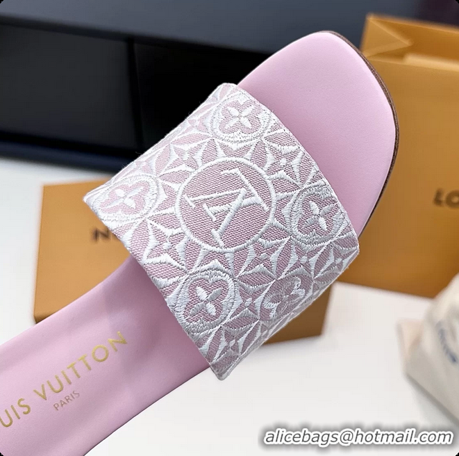 Good Quality Louis Vuitton LV Lily Heeled Mule Slides Sandals Pink Monogram Jacquard 6061611