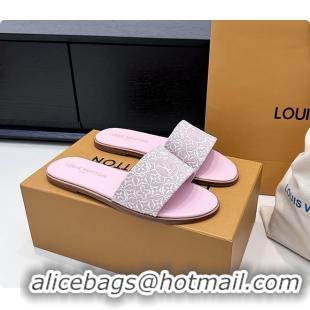Grade Quality Louis Vuitton LV Lily Flats Mule Slides Sandals Pink Monogram Jacquard 6061612