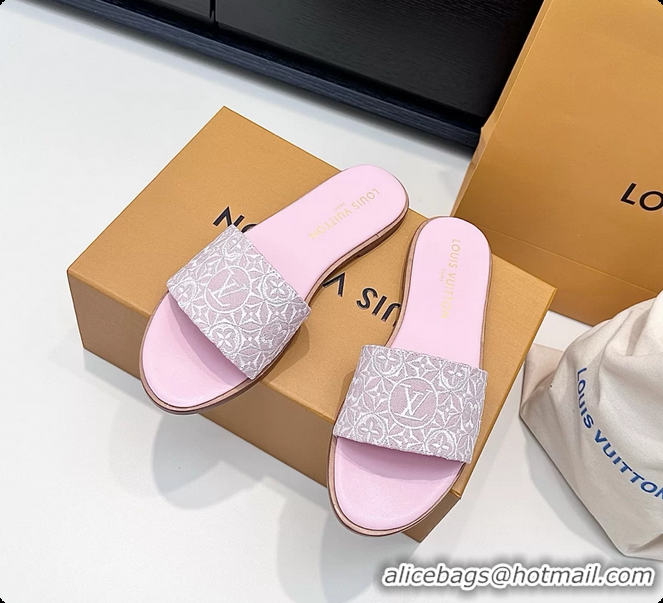 Grade Quality Louis Vuitton LV Lily Flats Mule Slides Sandals Pink Monogram Jacquard 6061612