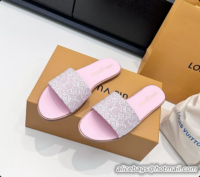 Grade Quality Louis Vuitton LV Lily Flats Mule Slides Sandals Pink Monogram Jacquard 6061612