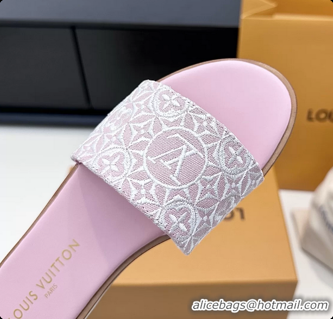 Grade Quality Louis Vuitton LV Lily Flats Mule Slides Sandals Pink Monogram Jacquard 6061612